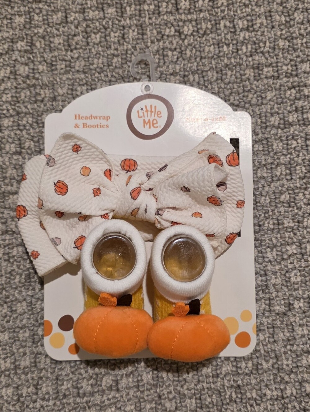 Little Me Orange Baby Pumpkin Socks with Bow